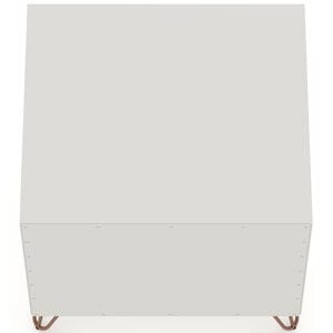 Manhattan Comfort Rockefeller Mid-Century Modern 2-Drawer Nightstand Off White/Natural, White, hires