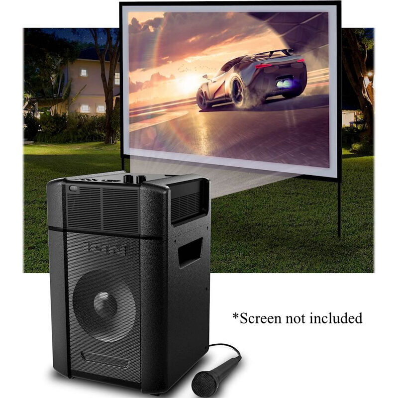 ION Projector Plus Portable Indoor-Outdoor Projector with Speaker - Black, , hires