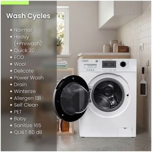 Equator Compact 24 in. 1.57 cu. ft. Stackable Front Load Washer with Pet & Sanitize Cycle - White, , hires