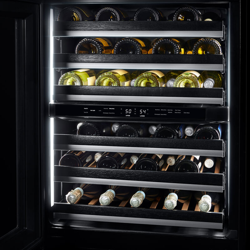 JennAir Noir 24 in. Undercounter Wine Cooler with Wood Racks, Dual Temperature Zones & 45 Bottle Capacity - Black, , hires