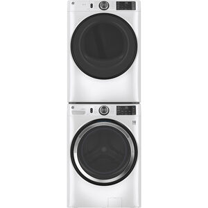 GE 28 in. 7.8 cu. ft. Smart Stackable Electric Dryer with Sanitize Cycle & Sensor Dry - White, White, hires