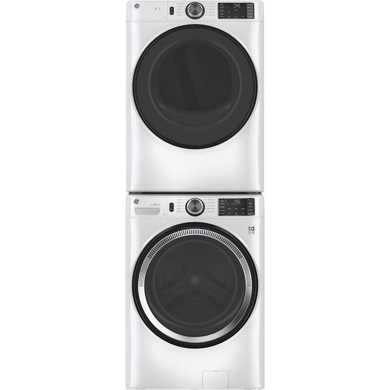 GE 28 in. 7.8 cu. ft. Smart Stackable Electric Dryer with Sanitize Cycle & Sensor Dry - White, White, hires