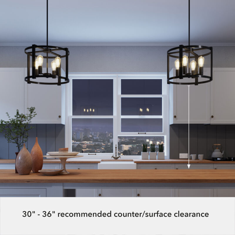 Hunter Astwood 18 in. 4-Light Chandelier - Matte Black, , hires