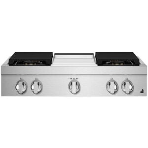 JennAir Noir 36 in. 4-Burner Natural Gas Rangetop with Griddle, Simmer Burner & Power Burner - Stainless Steel, , hires