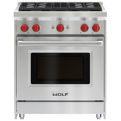 Wolf 30 in. 4.4 cu. ft. Oven Freestanding Gas Range with 4 Sealed Burners - Stainless Steel | GR304