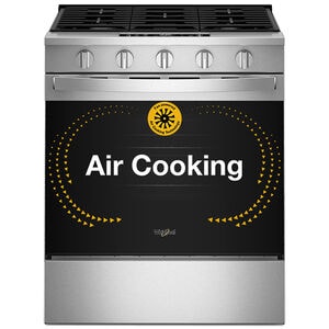 Whirlpool 30 in. 5.0 cu. ft. Smart Air-Fry Standard Convection Slide-In Range with 5 Sealed Burners - Fingerprint Resistant Stainless Steel, , hires