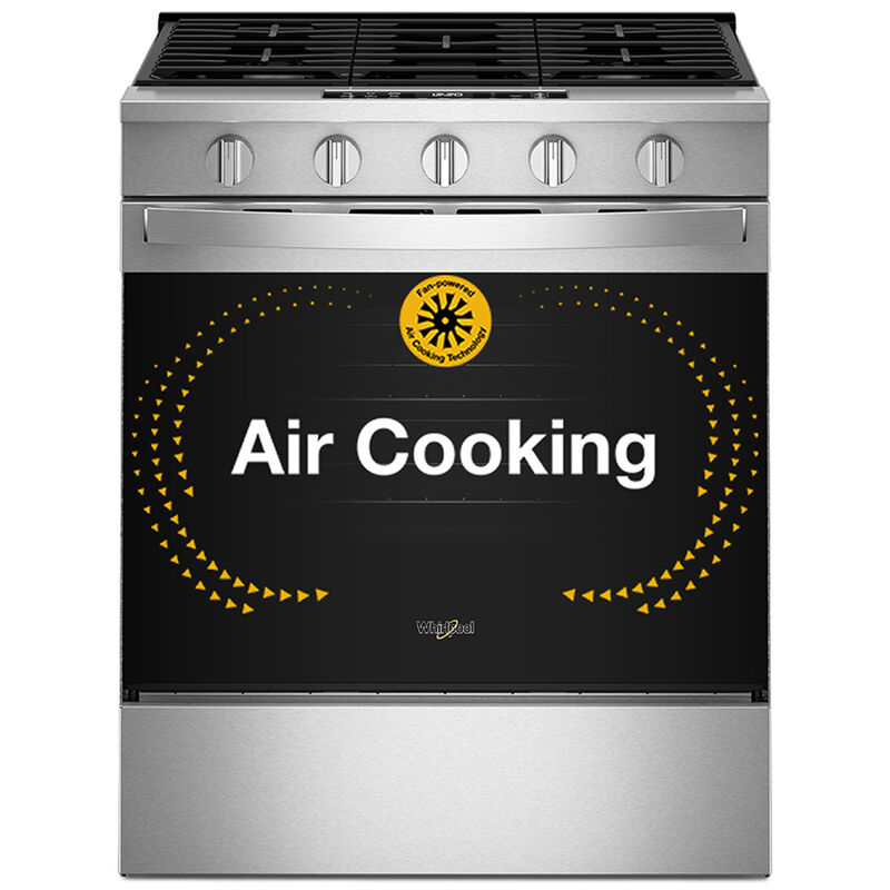 Whirlpool 30 in. 5.0 cu. ft. Smart Air-Fry Standard Convection Slide-In Range with 5 Sealed Burners - Fingerprint Resistant Stainless Steel, , hires