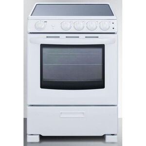 Summit White Pearl Series 24 in. 2.9 cu. ft. Oven Slide-In Electric Range with 4 Smoothtop Burners - White, , hires