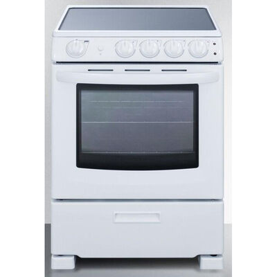 Summit White Pearl Series 24 in. 2.9 cu. ft. Oven Slide-In Electric Range with 4 Smoothtop Burners - White | REX2421WRT