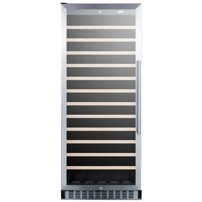 Summit Silhouette Series 24 in. Apartment Built-In or Freestanding Wine Cooler with 102 Bottle Capacity, Single Temperature Zones & Digital Control - Stainless Steel | SWC1102LH