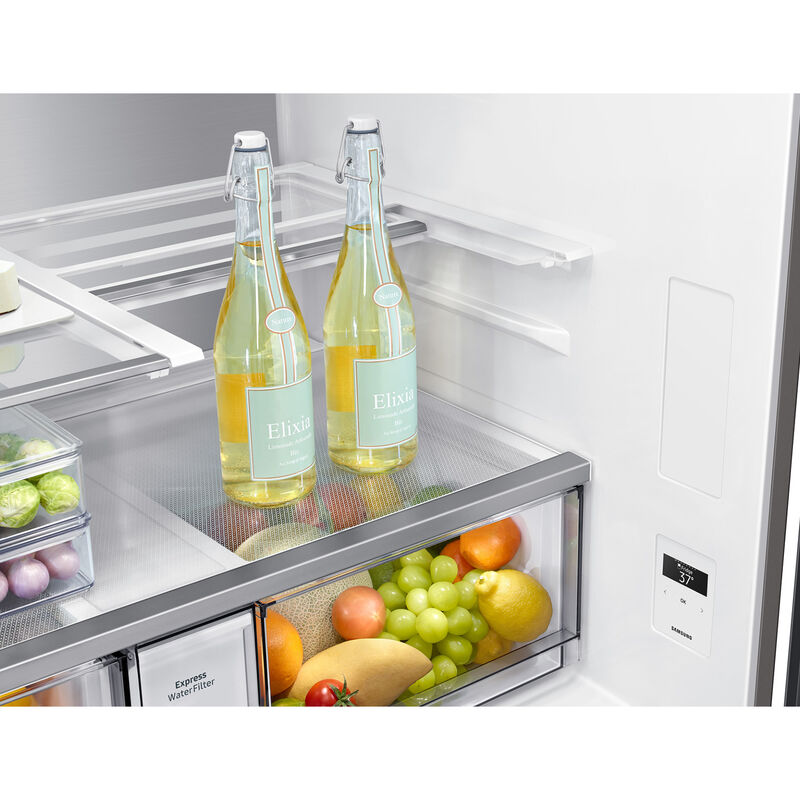 Samsung Bespoke 36 in. 22.5 cu. ft. Smart Counter Depth 4-Door Flex French Door Refrigerator with Beverage Center & Internal Water Dispenser - Custom Panel Ready, Custom Panel Required, hires