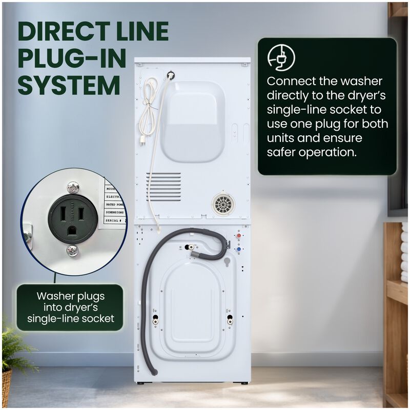 Equator Value 24 in. 2.47 cu. ft. Electric Front Load Laundry Center with Sensor Dry, Pet & Sanitize Cycle - White, , hires