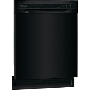 Frigidaire 24 in. Built-In Dishwasher with Front Control, 52 dBA Sound Level, 12 Place Settings, 6 Wash Cycles & Sanitize Cycle - Black, Black, hires