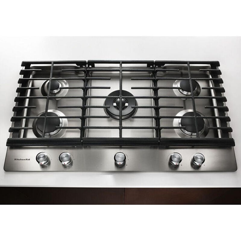 KitchenAid 30 in. 5-Burner Natural Gas Cooktop with Simmer Burner & Power Burner - Stainless Steel, , hires