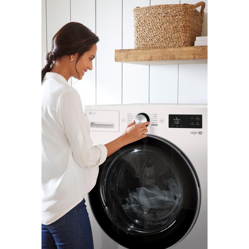 LG 27 in. 5.0 cu. ft. Smart Stackable Front Load Washer with TurboWash 360, AI DD Built-In Intelligence, Sanitize & Steam Cycle - Alpine White, , hires