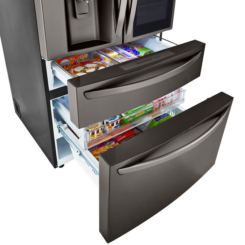 LG InstaView 36 in. 22.5 cu. ft. Smart Counter Depth 4-Door French Door Refrigerator with Ice & Water Dispenser - PrintProof Black Stainless Steel, PrintProof Black Stainless Steel, hires