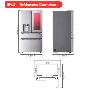 LG 36 in. 28.6 cu. ft. Smart 4-Door French Door Refrigerator with External Ice & Water Dispenser - PrintProof Stainless Steel, , hires