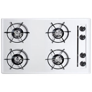 Summit 30 in. 4-Burner Natural Gas Cooktop with Battery Start Ignition - White, , hires