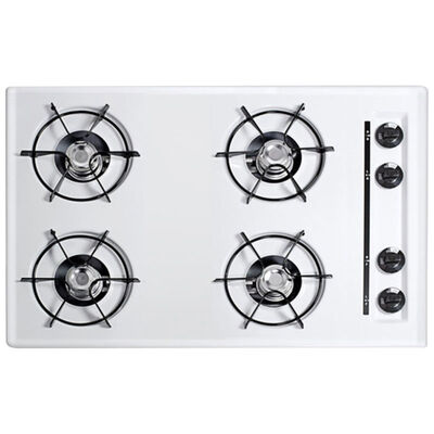 Summit 30 in. 4-Burner Natural Gas Cooktop with Battery Start Ignition - White | WNL05P
