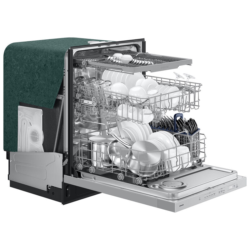 Samsung 24 in. Top Control Flush-Mount Dishwasher with 48 dBA Sound Level, 3rd- Rack, AutoRelease Door Drying & Pocket Handle - Fingerprint Resistant Stainless Steel, , hires