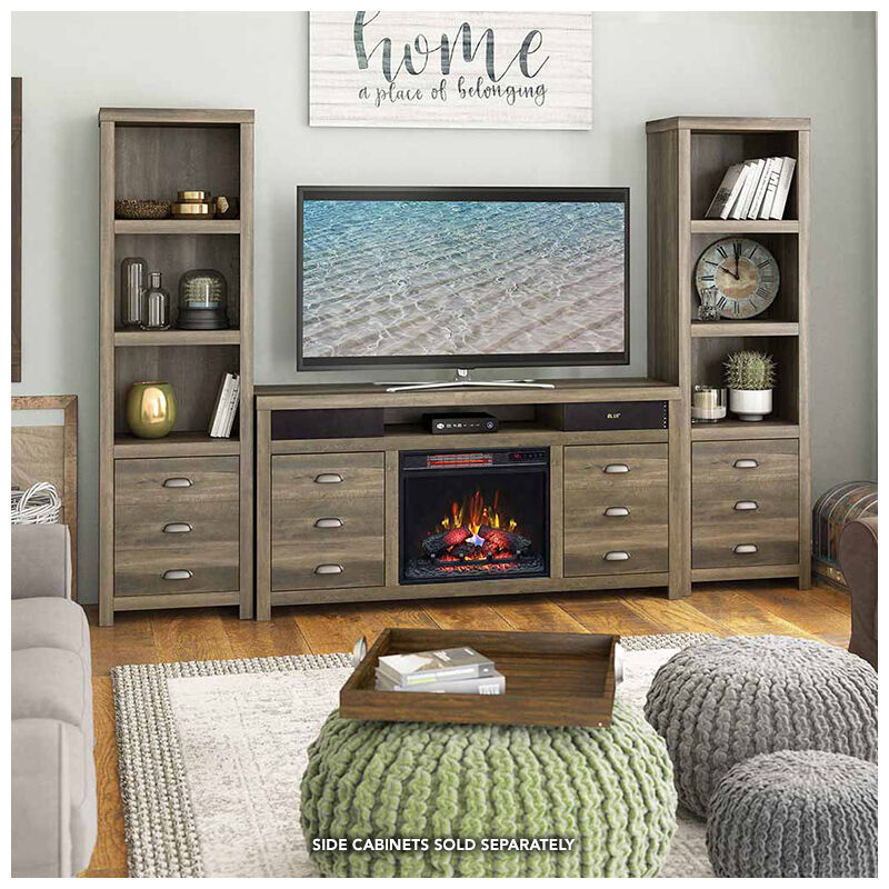 Bell O Wilder Tv Stand With, Electric Fireplace With Shelves On Both Sides