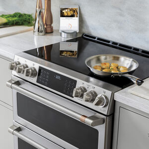 Cafe 30 in. 5.7 cu. ft. Smart Air Fry True European Convection Slide-In Electric Range with 5 Induction Burners - Stainless Steel, Stainless Steel, hires