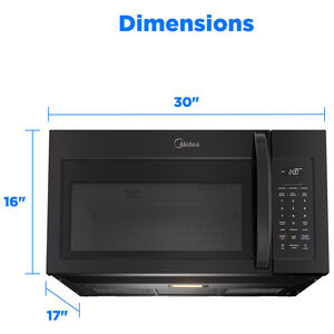 Midea 30 in. 1.7 cu. ft. 1000W Over-the-Range Microwave with 300 CFM - Black, , hires