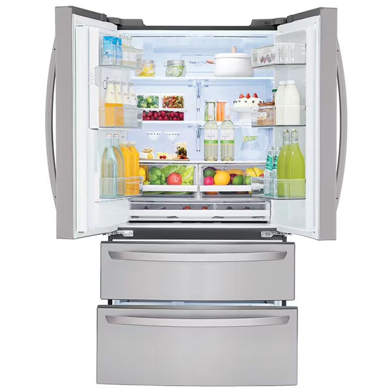 LG 36 in. 27.8 cu. ft. Smart 4-Door French Door Refrigerator with Ice & Water Dispenser - Stainless Steel, Stainless Steel, hires