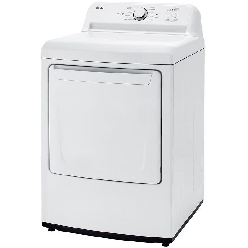 LG 27 in. 7.3 cu. ft. Electric Dryer with FlowSense Duct Clogging Indicator, LoDecibel Quiet Operation & Sensor Dry - White, White, hires