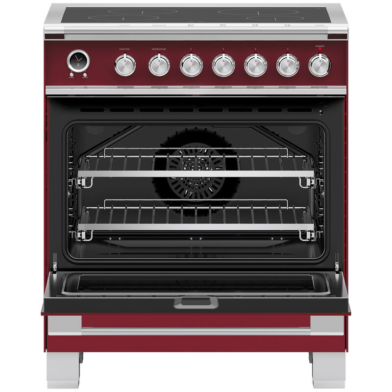 Fisher & Paykel Series 9 Classic 30 in. 3.6 cu. ft. Convection Oven Freestanding Electric Range with 4 Induction Zones - Red, , hires