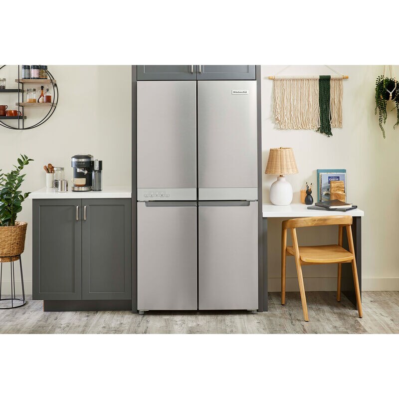 KitchenAid 36 in. 19.4 cu. ft. Counter Depth 4-Door French Door Refrigerator with Ice Maker - Stainless Steel, , hires