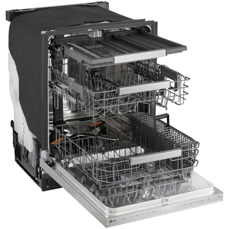 LG 24 in. Top Control Flush-Mount Smart Dishwasher with 44 dBA Sound Level, 3rd-Rack, AutoVent Dry, Dynamic Heat Dry & Pocket Handle - PrintProof Stainless Steel, , hires