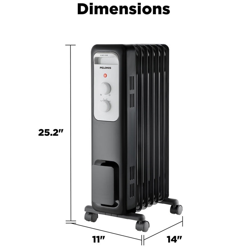 Pelonis 1500 W Radiant Space Heater with 3 Heat Settings & Overheat Safety Shut-Off - Black, , hires