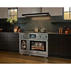 Dacor Transitional Series 48 in. 8.8 cu. ft. Smart Air-Fry Dual Convection Steam Double Oven Dual Fuel Range with 6 Sealed Burners - Silver Stainless, , hires