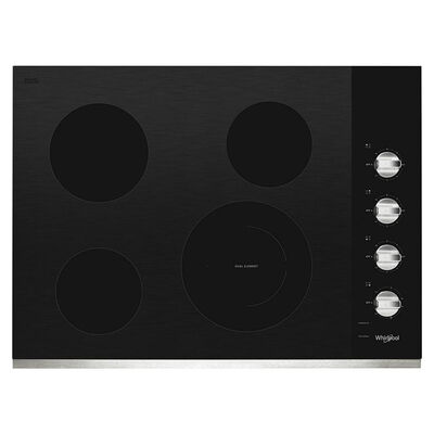Whirlpool 30 in. 4-Burner Electric Cooktop with Simmer Burner & Power Burner - Stainless Steel | WCE55US0HS