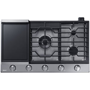 Dacor Transitional 36 in. 5-Burner Smart Natural Gas Cooktop with Griddle, Simmer Burner & Power Burner - Silver Stainless, , hires