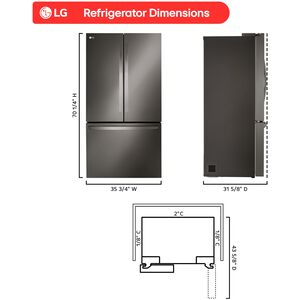 LG 36 in. 26.5 cu. ft. Smart Counter Depth French Door Refrigerator with Internal Water Dispenser - Black Stainless Steel, Black Stainless Steel, hires