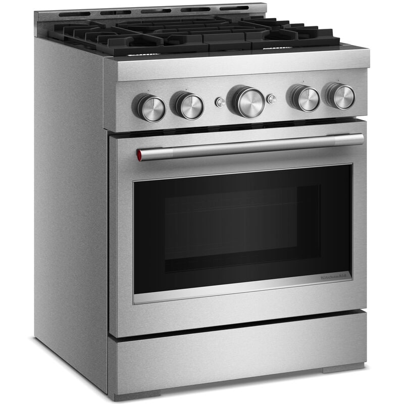 KitchenAid Commercial-Style 30 in. 4.1 cu. ft. Air-Fry True European Convection Gas Range with 4 Sealed Burners - Stainless Steel, , hires