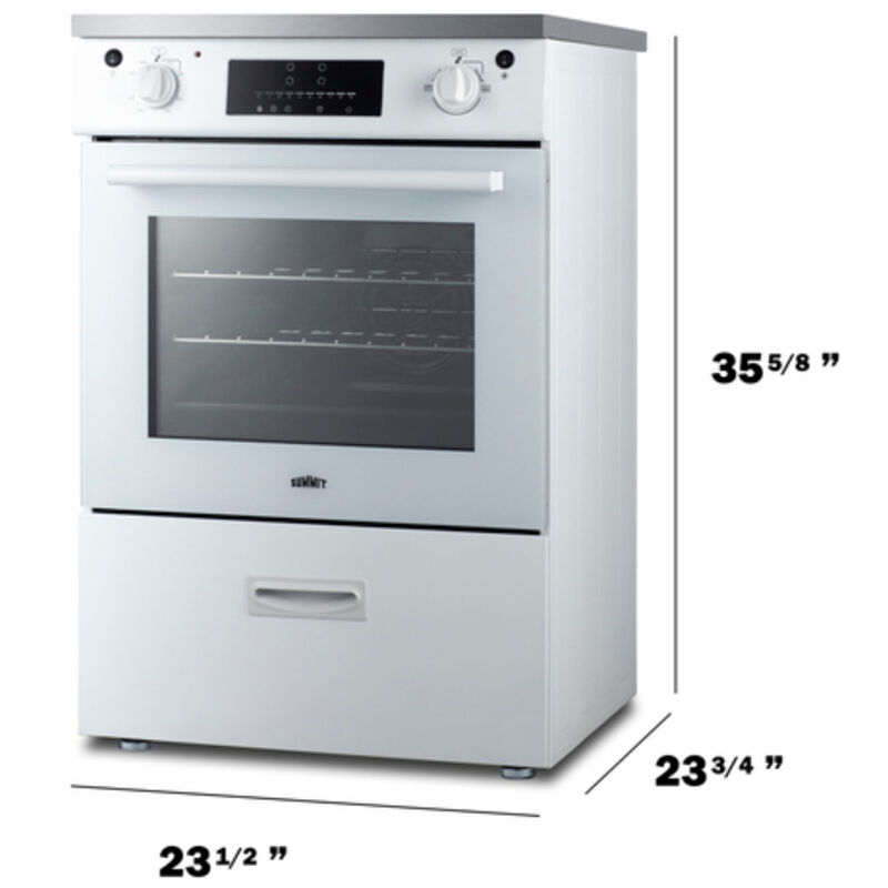 Summit 24 in. 2.6 cu. ft. Standard Convection Slide-In Electric Range with 4 Induction Burners - White, White, hires