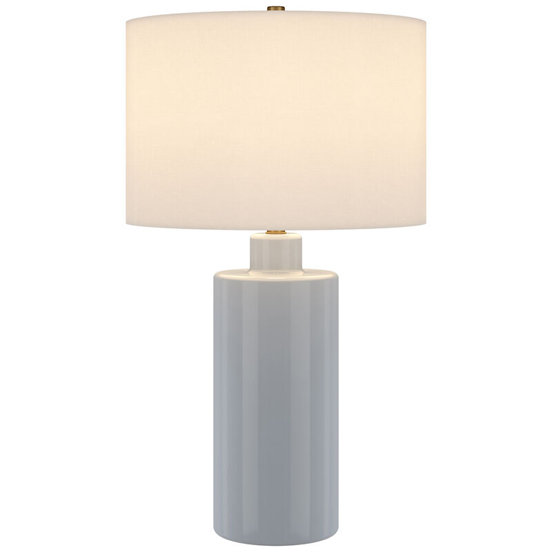 Hudson & Canal Selina 25" Tall Ceramic Table Lamp with Fabric Shade - Smoky Blue, , hires
