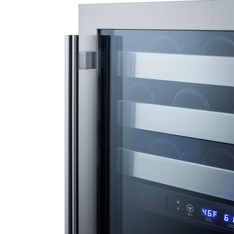 Summit 24 in. Undercounter Wine Cooler with Wire Racks, Dual Temperature Zones & 46 Bottle Capacity - Stainless Steel, , hires