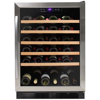 Avanti 24 in. Undercounter Wine Cooler with Wire Racks, Single Temperature Zone & 51 Bottle Capacity - Stainless Steel | WCB52T3S