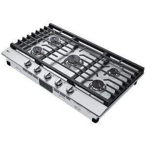 LG 36 in. 5-Burner Natural Gas Cooktop with Simmer Burner & Power Burner - Stainless Steel, Stainless Steel, hires