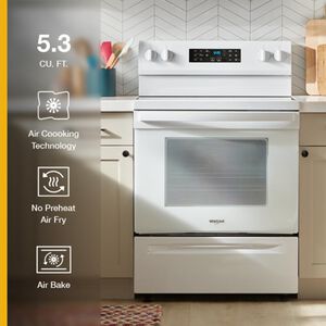 Whirlpool 30 in. 5.3 cu. ft. Air-Fry Standard Convection Electric Range with Radiant Burners - White, , hires