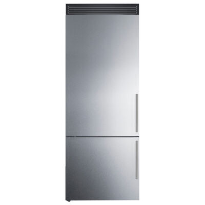 Summit 28 in. 14.6 cu. ft. Counter Depth Bottom Freezer Refrigerator with Ice Maker - Stainless Steel | FFBF279IM72L