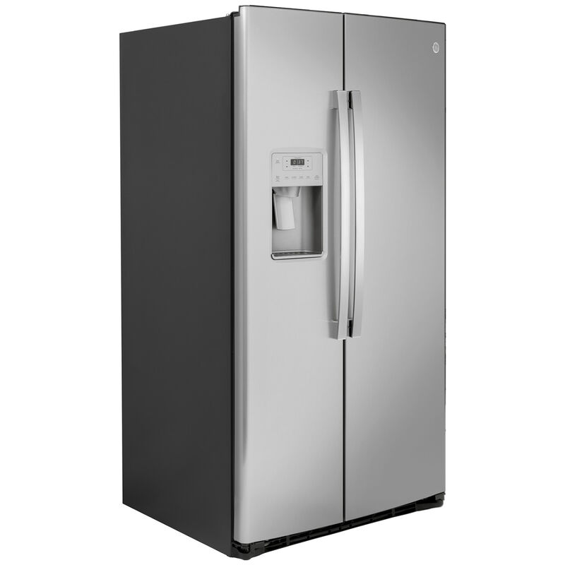 GE 36 in. 25.1 cu. ft. Side-by-Side Refrigerator with External Ice & Water Dispenser - Stainless Steel, Stainless Steel, hires