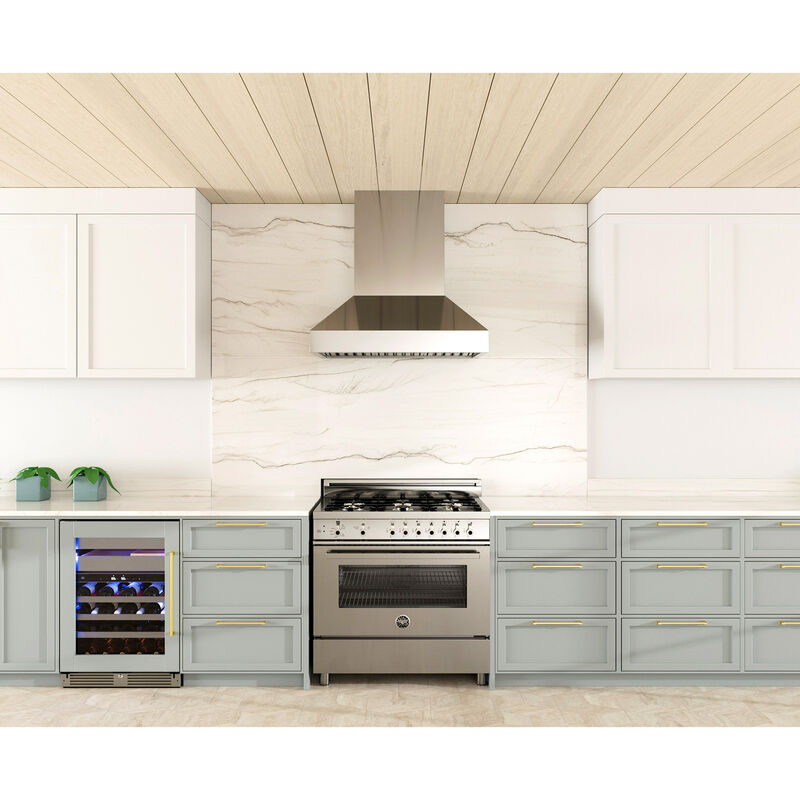 XO 36 in. Convertible Chimney Style Range Hood with 600 CFM, 4 Fan Speeds & 2 LED Lights - Stainless Steel, , hires