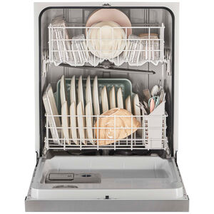 Whirlpool 24 in. Front Control Dishwasher with 57 dBa Sound Level & Pocket - Stainless Steel, Stainless Steel, hires