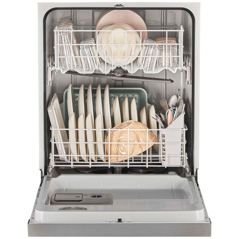 Whirlpool 24 in. Front Control Dishwasher with 57 dBa Sound Level & Pocket - Stainless Steel, Stainless Steel, hires