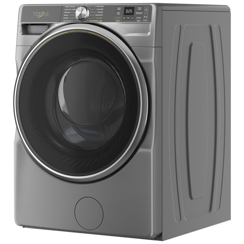 Whirlpool 27 in. 5.0 cu. ft. Smart Stackable Front Load Washer with FreshFlow Vent System, Sanitize & Steam Cycle - Radiant Silver, Radiant Silver, hires